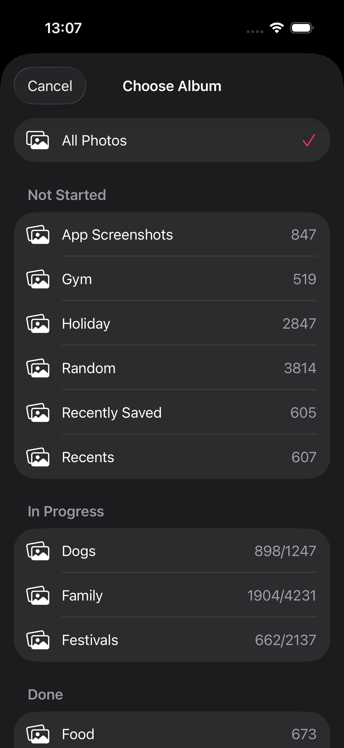 Ditch app album chooser